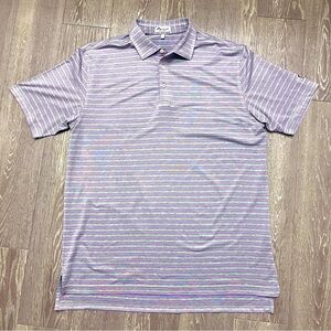 Peter Millar Polo Shirt Mens Large Purple Gray Summer Comfort Golf Stretch Adult